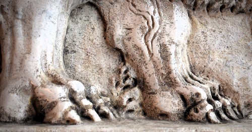 Antiquités - Le Lion de Saint-Marc, sculpture en marbre blanc d'Istrie début 19e siècle